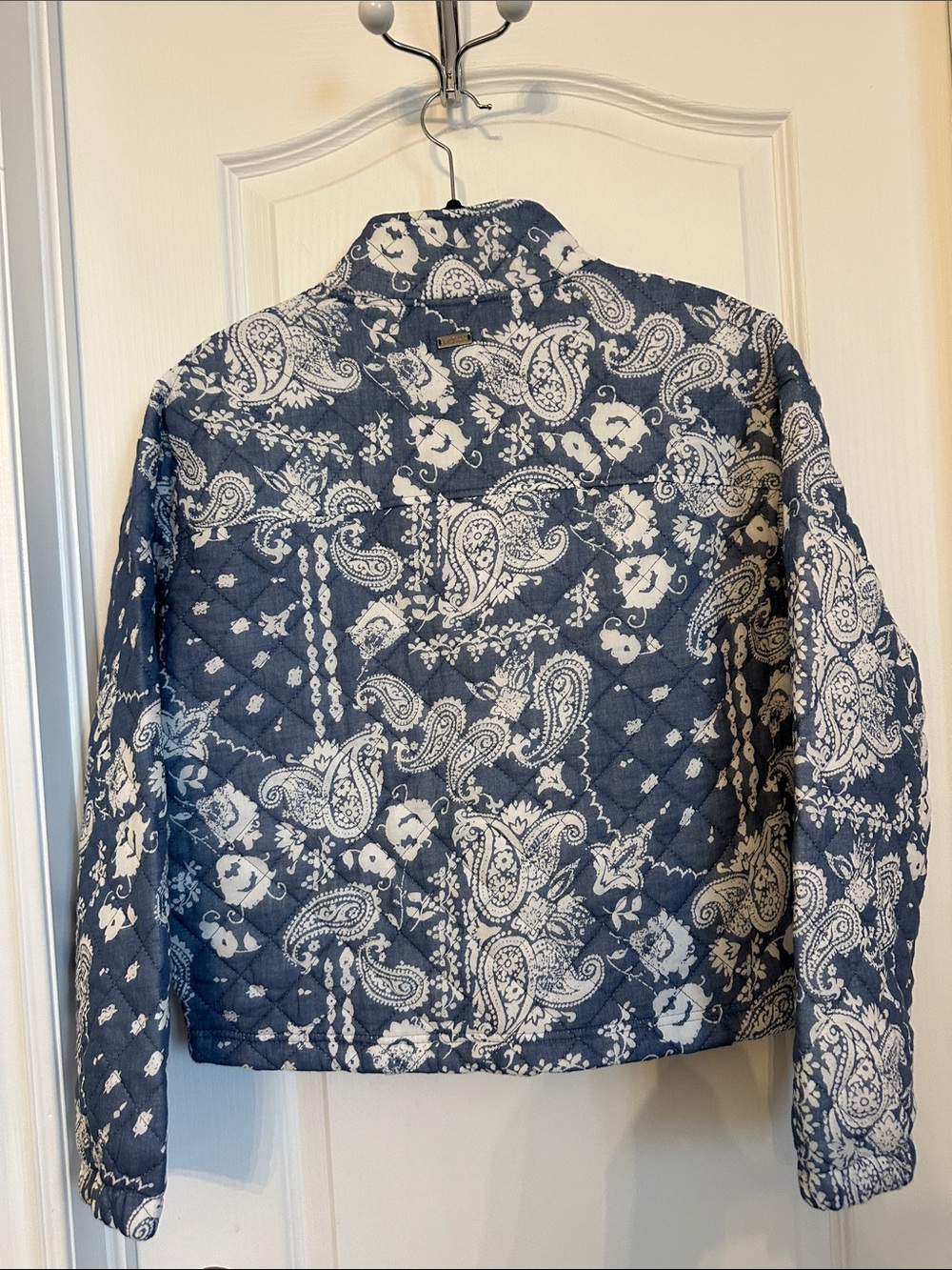 Mexx Quilted Paisley Print Jacket in Blue and White - Picture 8 of 9